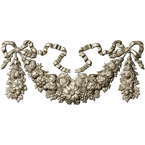 Ribboned Floral Swag - high-relief STL for CNC