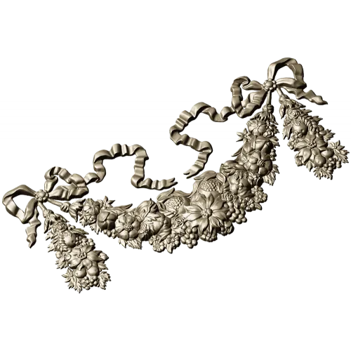 Ribboned Floral Swag - high-relief STL for CNC