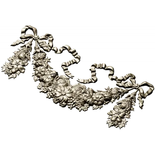 Ribboned Floral Swag - high-relief STL for CNC