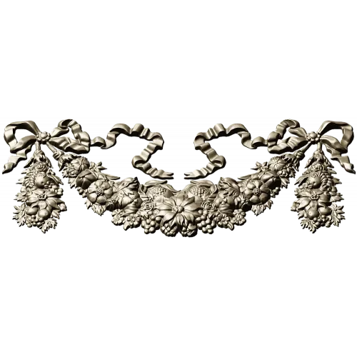 Ribboned Floral Swag - high-relief STL for CNC