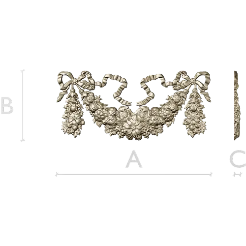 Ribboned Floral Swag - high-relief STL for CNC
