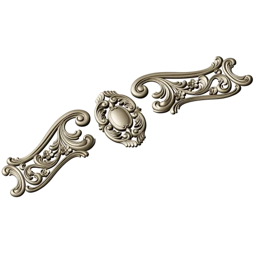 Rococo Cartouche and Scrolls STL for CNC wood carving