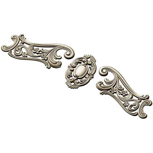 Rococo Cartouche and Scrolls STL for CNC wood carving