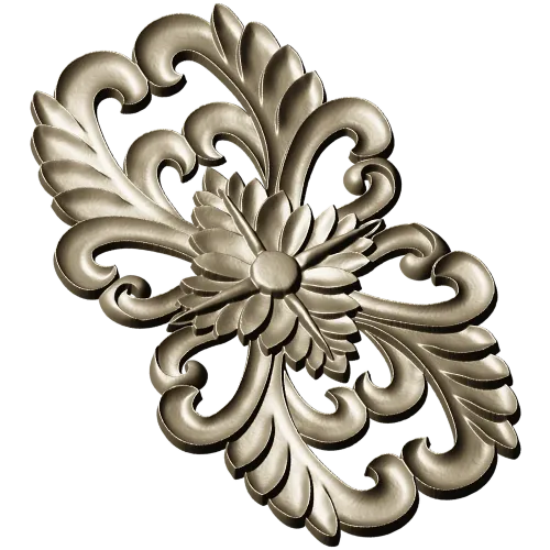 Elegant Floral Cartouche STL for CNC Milling