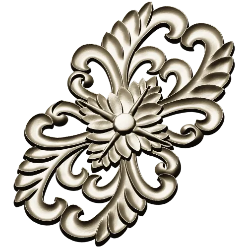 Elegant Floral Cartouche STL for CNC Milling