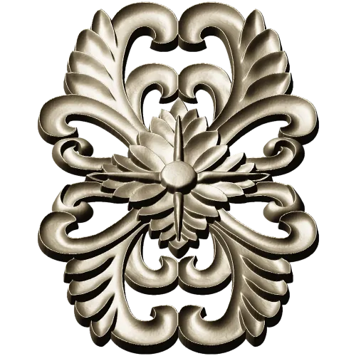 Elegant Floral Cartouche STL for CNC Milling