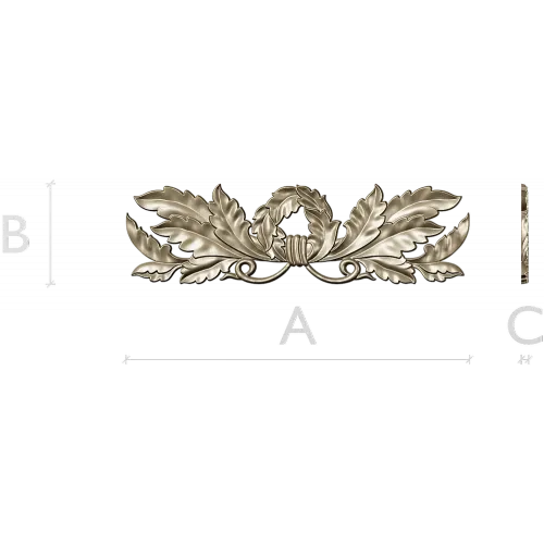 Laurel Wreath Acanthus Horizontal Applique STL