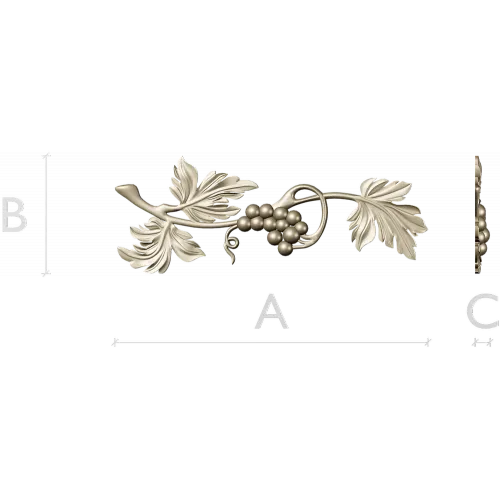 Grapevine ornamental STL relief for CNC milling and decorative panels