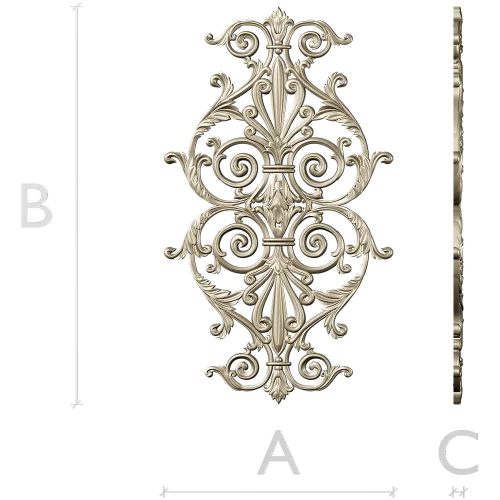 Baroque Acanthus Vertical Cartouche STL