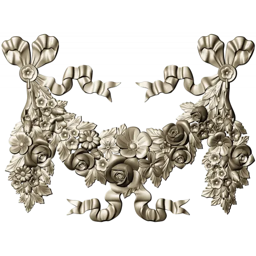 Rococo floral garland STL 3D model for CNC router and decorative panels