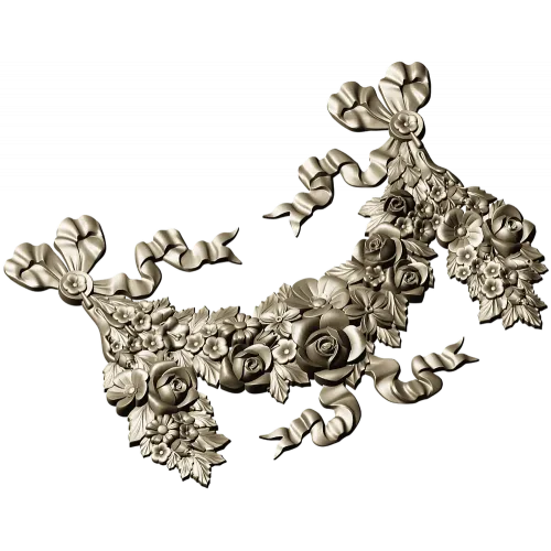 Rococo floral garland STL 3D model for CNC router and decorative panels