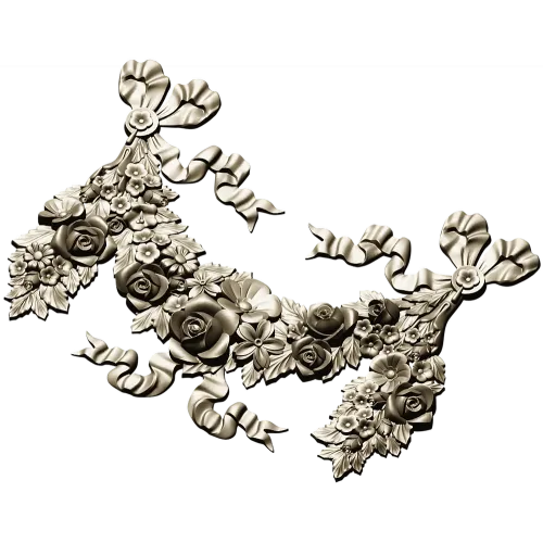Rococo floral garland STL 3D model for CNC router and decorative panels