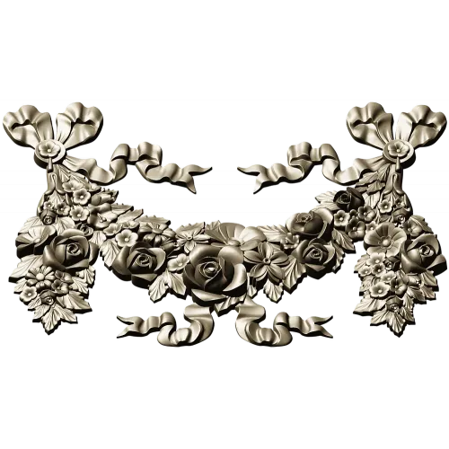 Rococo floral garland STL 3D model for CNC router and decorative panels
