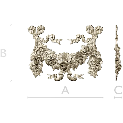 Rococo floral garland STL 3D model for CNC router and decorative panels