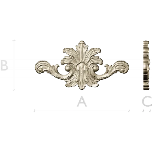 Ornate acanthus cartouche 3D STL for CNC carving
