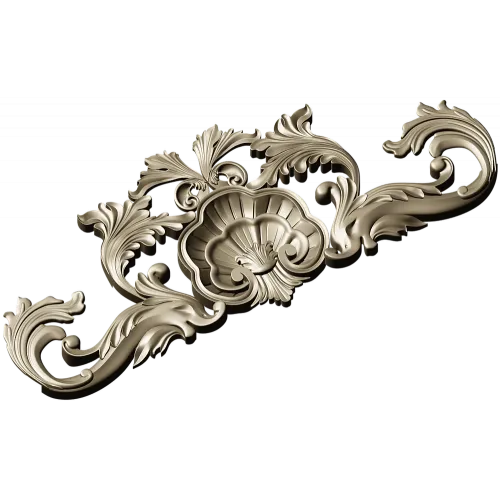 Shell & Acanthus Cartouche STL 3D Model for CNC