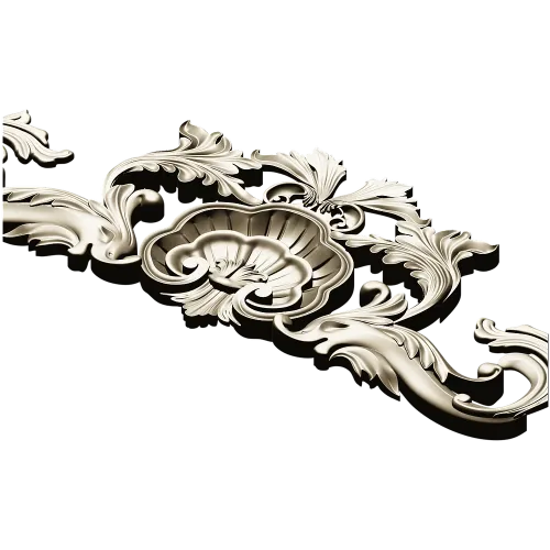 Shell & Acanthus Cartouche STL 3D Model for CNC