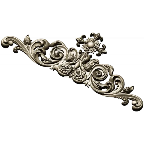 Ornamental Acanthus Crest - High Relief STL 3D Model for CNC