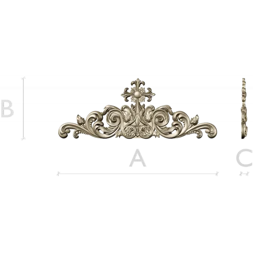 Ornamental Acanthus Crest - High Relief STL 3D Model for CNC