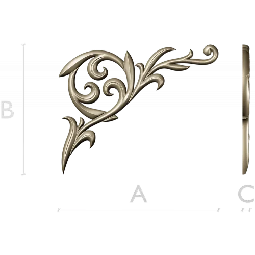 Baroque Acanthus Corner STL for CNC carving
