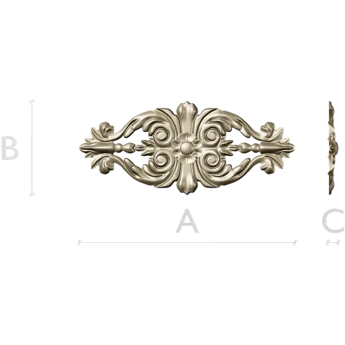 Baroque Floral Applique - detailed STL 3D model for CNC
