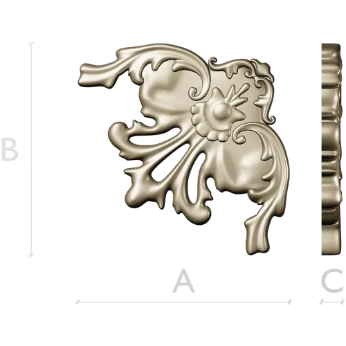 Rococo Floral Corner STL for CNC Milling