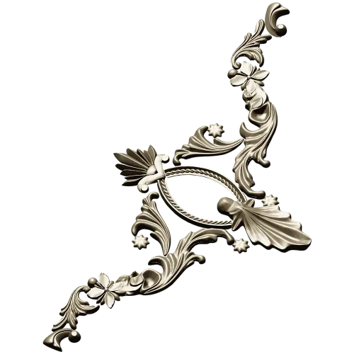 Rocaille Corner Applique STL - ornate corner 3D model for CNC