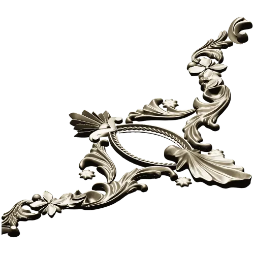 Rocaille Corner Applique STL - ornate corner 3D model for CNC