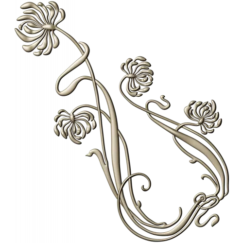 Art Nouveau Chrysanthemum Corner Relief STL