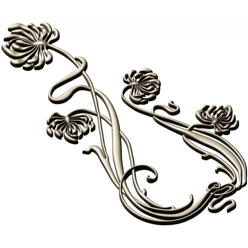 Art Nouveau Chrysanthemum Corner Relief STL