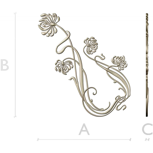 Art Nouveau Chrysanthemum Corner Relief STL