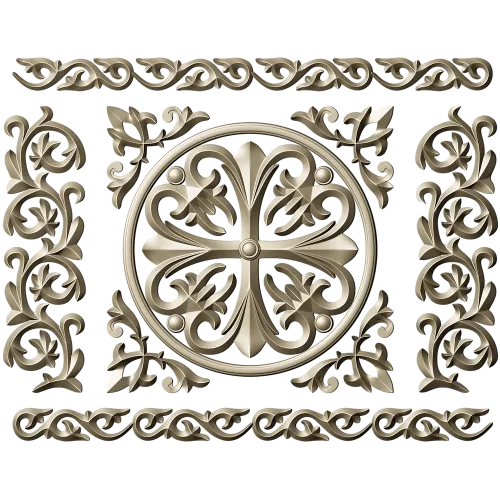 Ornamental Rosette Panel STL for CNC - Acanthus Scroll Relief