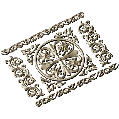 Ornamental Rosette Panel STL for CNC - Acanthus Scroll Relief