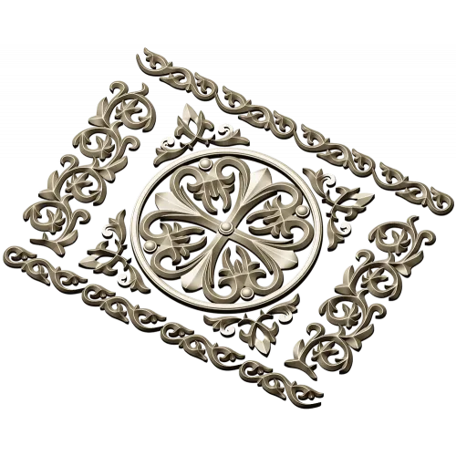 Ornamental Rosette Panel STL for CNC - Acanthus Scroll Relief