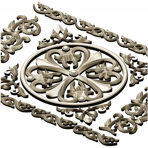 Ornamental Rosette Panel STL for CNC - Acanthus Scroll Relief