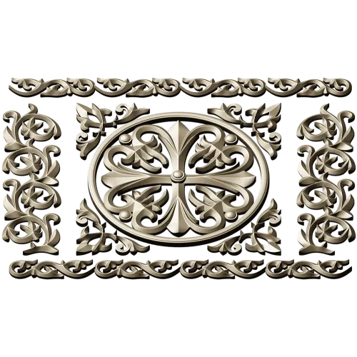 Ornamental Rosette Panel STL for CNC - Acanthus Scroll Relief