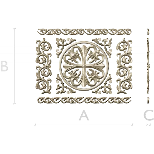 Ornamental Rosette Panel STL for CNC - Acanthus Scroll Relief