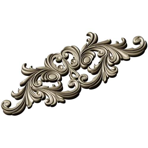 Rococo Acanthus Horizontal Ornament STL 3D Model for CNC