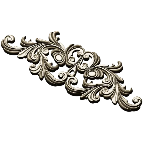 Rococo Acanthus Horizontal Ornament STL 3D Model for CNC