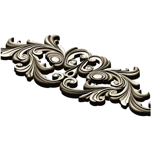 Rococo Acanthus Horizontal Ornament STL 3D Model for CNC