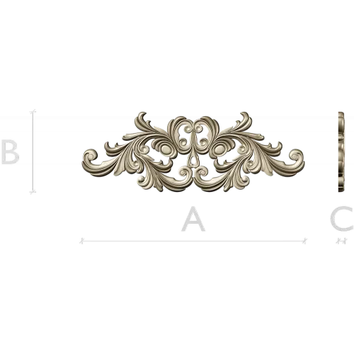 Rococo Acanthus Horizontal Ornament STL 3D Model for CNC