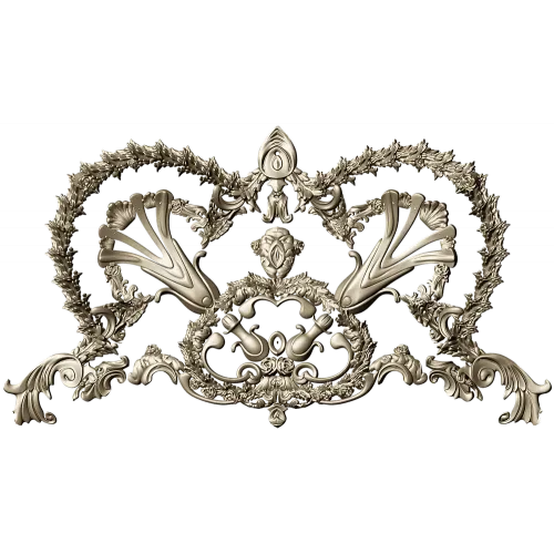 Baroque Laurel Crown Cartouche - STL 3D Model for CNC