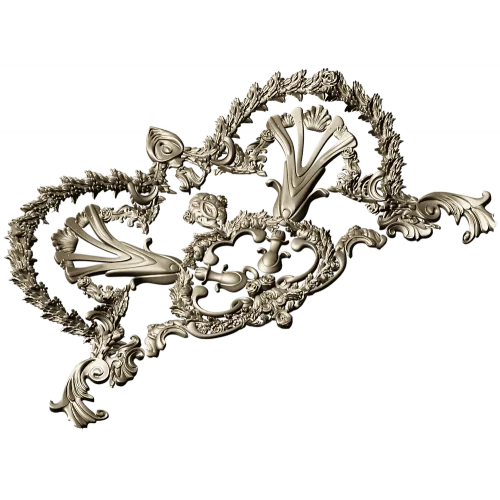 Baroque Laurel Crown Cartouche - STL 3D Model for CNC