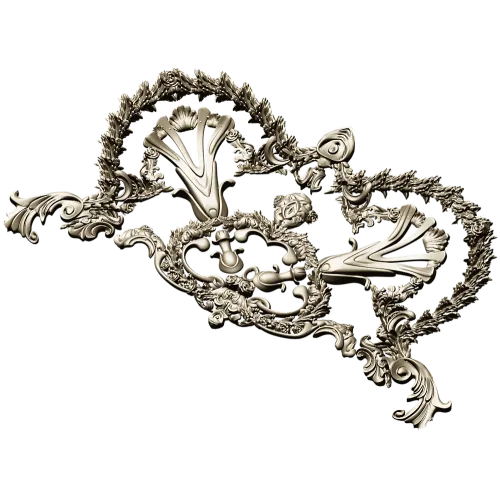 Baroque Laurel Crown Cartouche - STL 3D Model for CNC