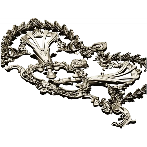 Baroque Laurel Crown Cartouche - STL 3D Model for CNC