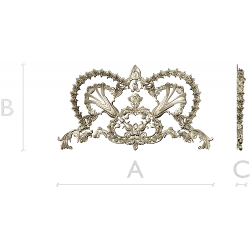 Baroque Laurel Crown Cartouche - STL 3D Model for CNC