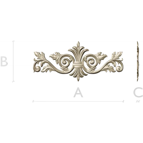 Baroque Acanthus Central Cartouche - STL 3D model for CNC