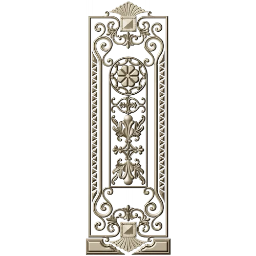 Baroque Rosette Vertical Door Panel STL for CNC