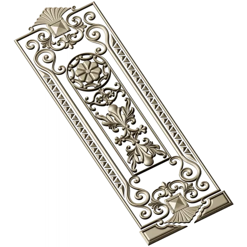 Baroque Rosette Vertical Door Panel STL for CNC