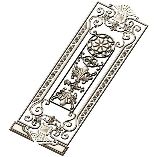 Baroque Rosette Vertical Door Panel STL for CNC